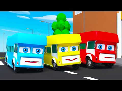 Five Rainbow Buses Song | Nursery Rhymes & Kids Songs | Bus Songs For Kids