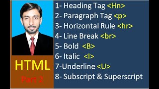 HTML-2 , Heading , Paragraph, horizontal line , break , formatting text in urdu