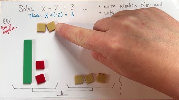 How to solve x – a = b with algebra tiles and with written algebra