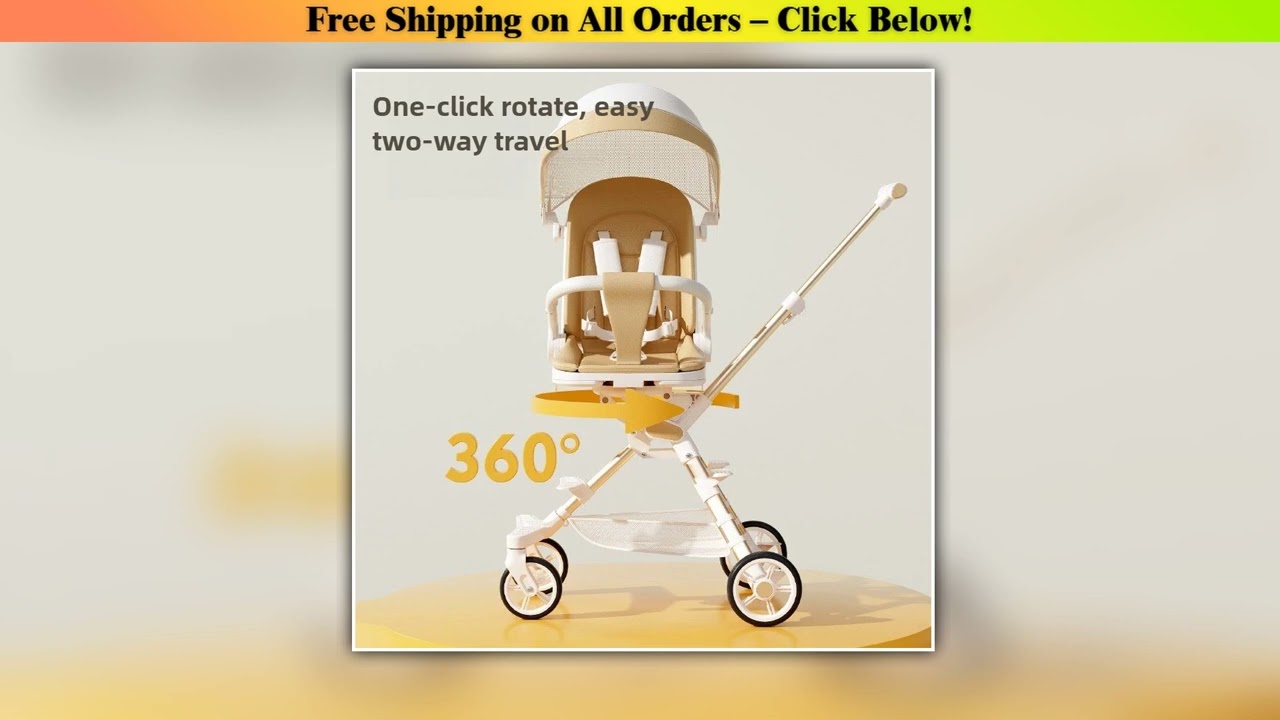 ?Deluxe Foldable Stroller Reversible Baby Pram High-Viewport Lie-Flat Carriage Breathable Seat
