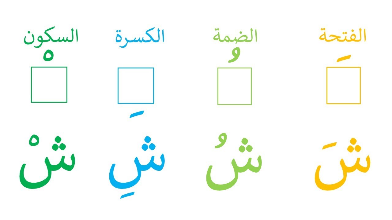 تعلم نطق حرف الشين مع الحركات القصيرة | الفتحة - الضمة - الكسرة - السكون | تعليم الأطفال