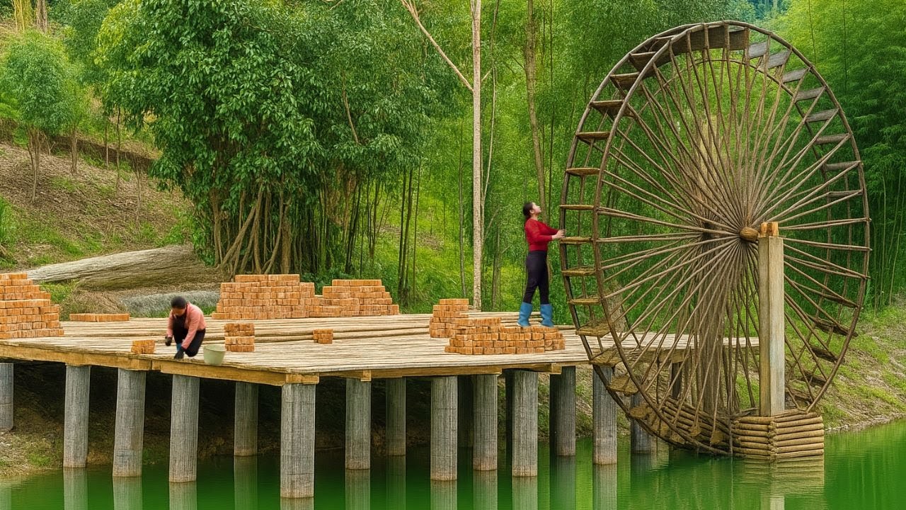 TIMELAPSE : 110 Days Of Building A Water Pump System Using Concrete And Bamboo