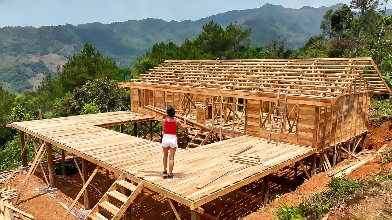 A GIRL Turned Used Wood Into Her Dream WOODEN HOUSE in Just 135 Days