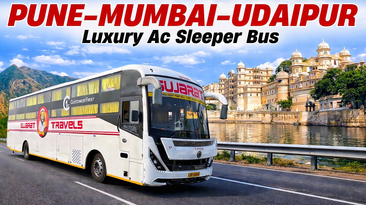 Pune To Udaipur In Gujarat Travels Bharat Benz Ac Sleeper Bus || Mumbai To Udaipur Bus