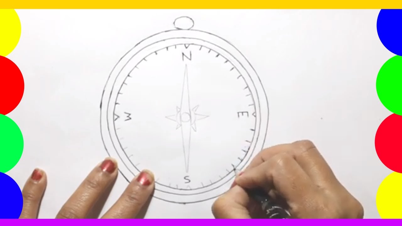 How To Draw A Compass Super Simple And Easy For Beginners Youtube