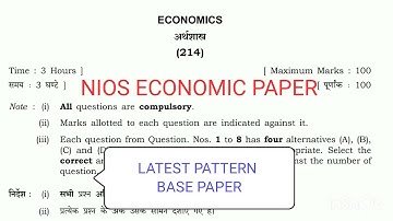 NIOS ECONOMICS | NIOS ECONOMICS PAPER 2019 [ CLASS 10TH]