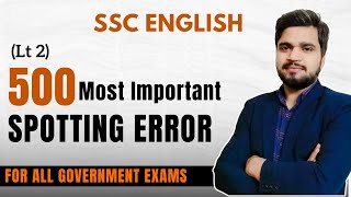 500 Most Important Spotting error PYQ’s | Easy Trick | English Grammar | Day 2/10 | English