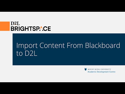 Import Content From Blackboard to D2L