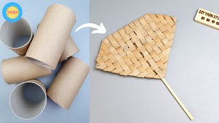 Amazing Idea with Toilet Paper Roll | Paper Weave Hand Fan | Tissue Paper Roll Crafts Recycle