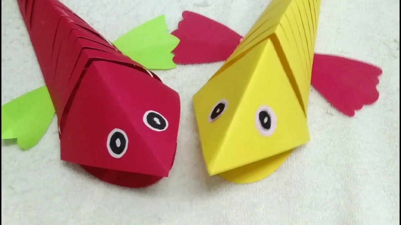 How to make fish with paper// very easy and beautiful paper craft for kids - YouTube