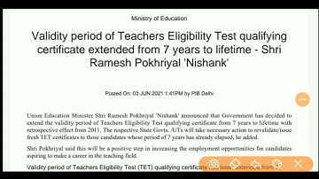 OTET/CTET CERTIFICATE VALIDITY EXTEND || 7 YEAR to Life time || 😀😀