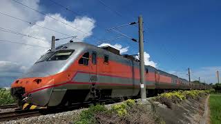 134次自強號通過(12車附掛PPM兩鐵車廂)