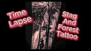 Stag And Forest Tattoo time lapse ( full process of tattooing from start to finish)