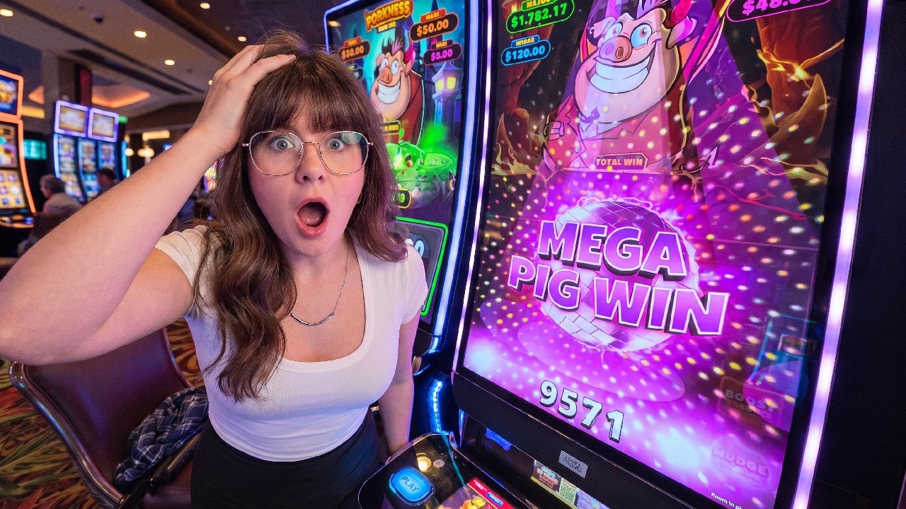 Mega Pig Win on the New Prince of Porkness Slot Machine!