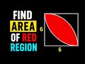 Only 1% Can Find the Area of the Red Region | Geometry Challenge