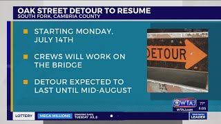 Detour in Cambria County resumes as bridge work continues