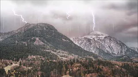 #Футаж в горах дождь и молнии ◄4K•HD► #Footage rain and lightning in the mountains