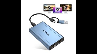 MT-VIKI HDMI Splitter Extended Display for Dual Monitors, USB C&A to Dual HDMI, Windows & Mac