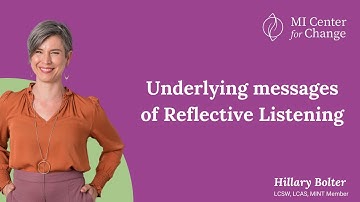 Underlying messages of Reflective Listening - MI Center for Change