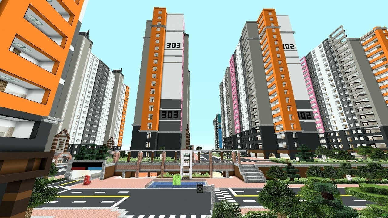 마인크래프트 건축 #1 우림필유아파트 아파트 단지