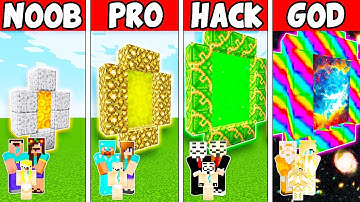 Minecraft: FAMILY MODERN BLOCK PORTAL CHALLENGE NOOB vs PRO vs HACKER vs GOD in Minecraft Animation
