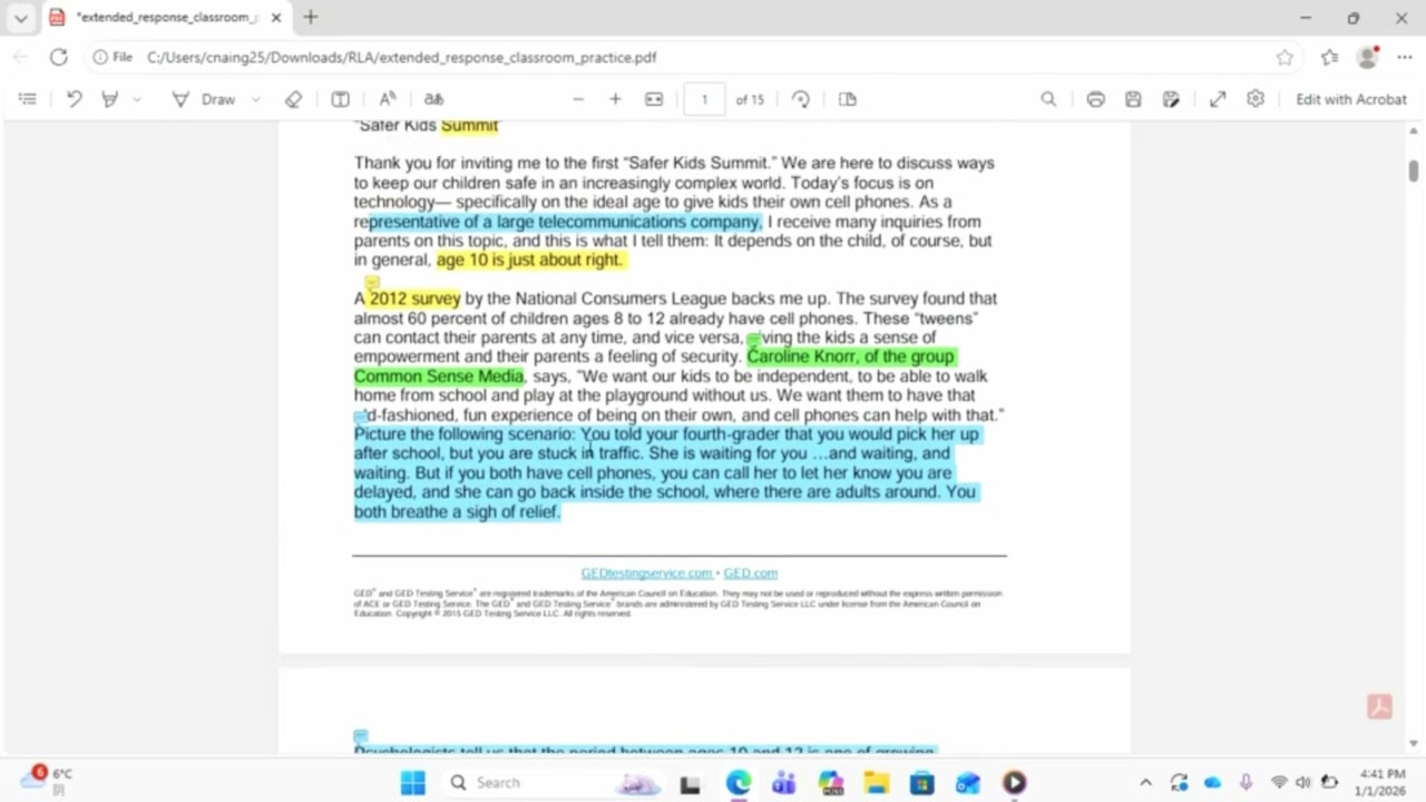 GED RLA: Analyzing Arguments Example (Extended Response)