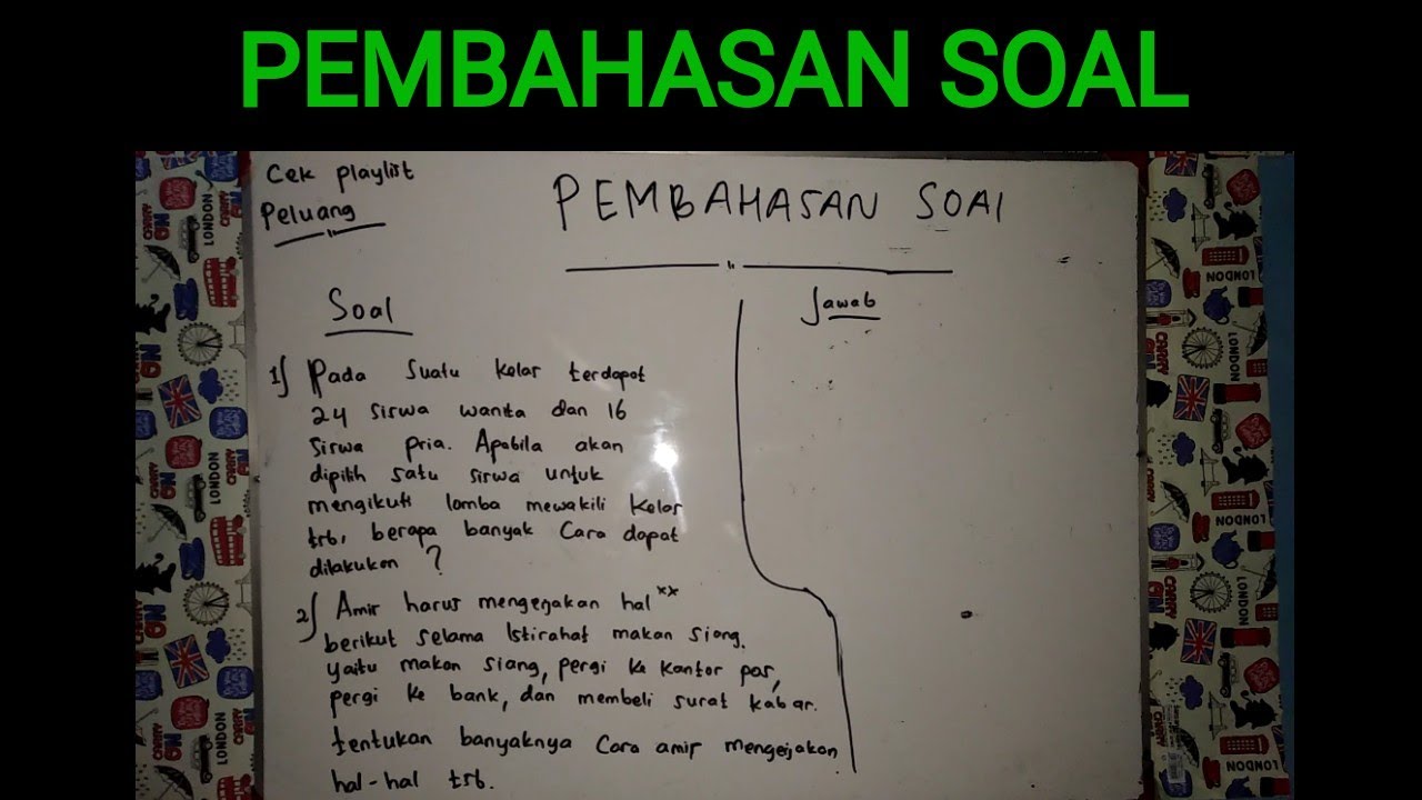 Pembahasan Soal Matematika Aturan Penjumlahan Dan Aturan Perkalian Peluang Youtube