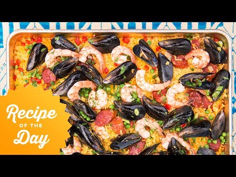 how-to-win-summer:-grilled-sheet-pan-paella-|-food-network