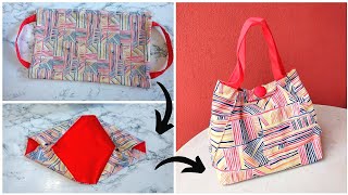 How to- DIY HANDBAG bag from ONE RECTANGLE Fabric: Bag making for Beginners 2025