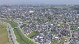 空から見た2016年熊本地震による益城町の被害 Aerial view of Mashiki Town damaged by the 2016 Kumamoto Earthquake