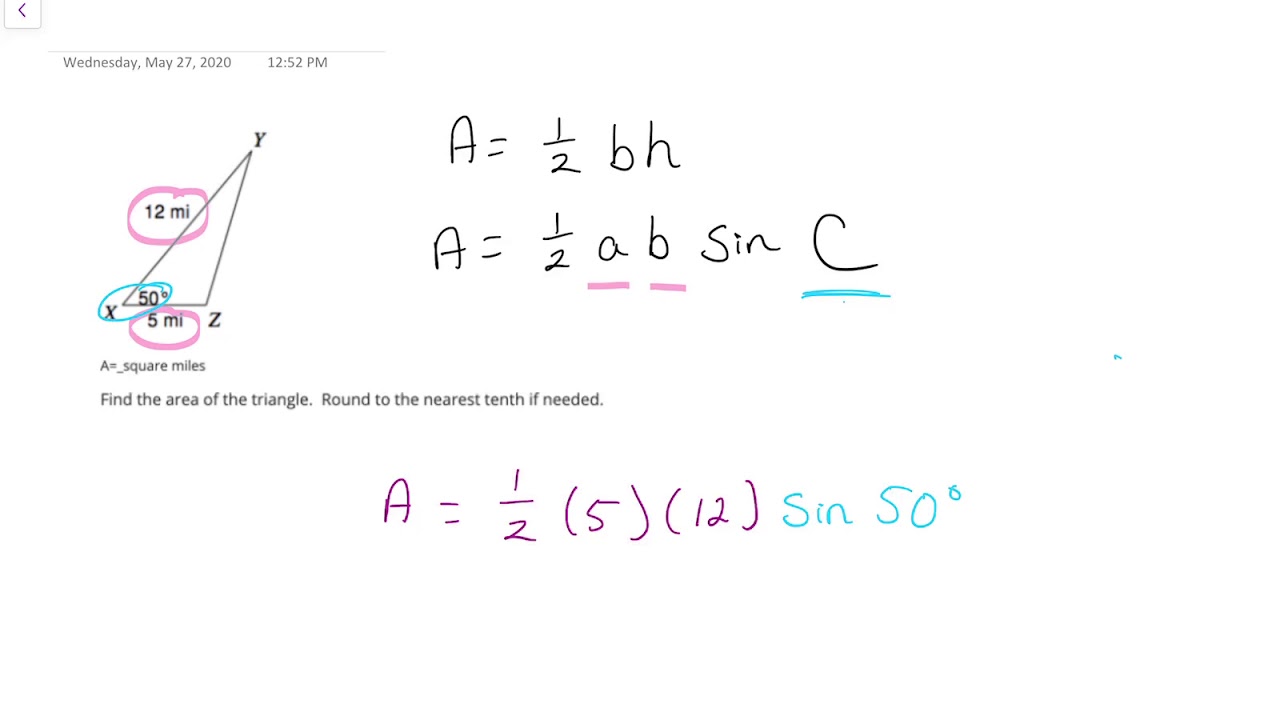 Area of a Triangle - with 1/2absinC - YouTube