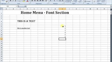 MS Excel Tutorials - Home Menu Font Section in Microsoft Excel