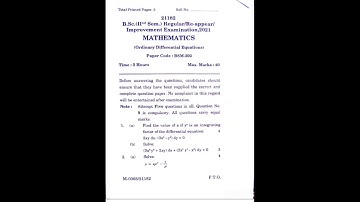 I.g.u University paper 2021 ordinary differential equations