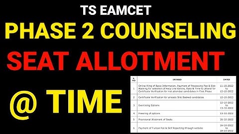 TS EAMCET 2022 PHASE 2 SEAT ALLOTMEN @ TIME| #tseamcet2022 #eamcet2022