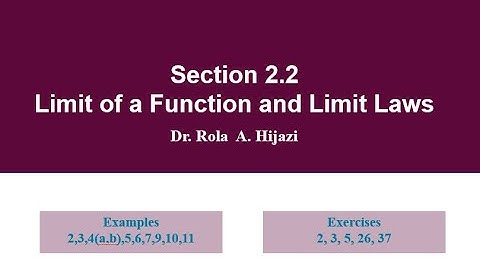 Section 2.2 Limit of a Function and Limit Laws part (1)