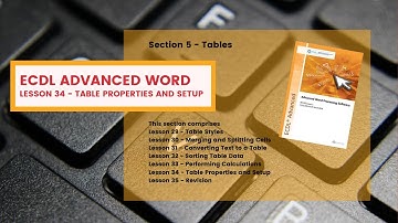 ECDL Advanced Word Lesson 34 Table Properties and Setup