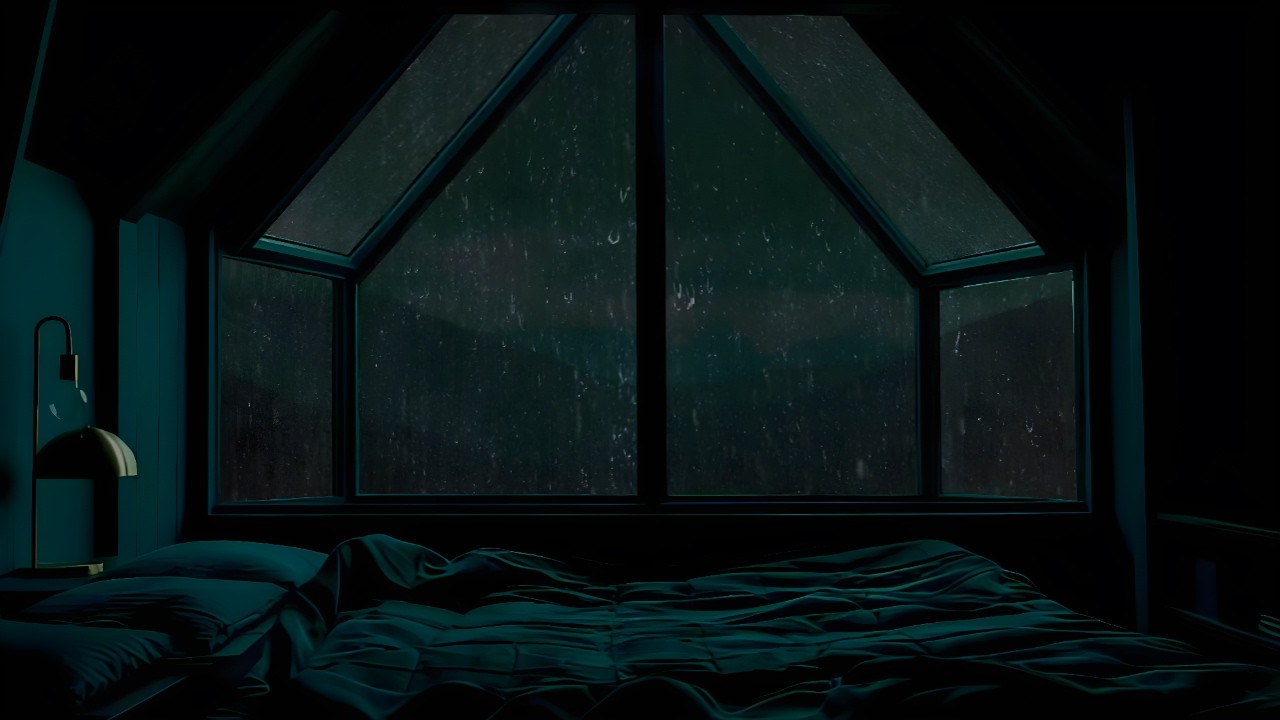 Rain and Thunder Sounds on the Window Bedroom | Quiet Evening Night Atmosphere for Sleep