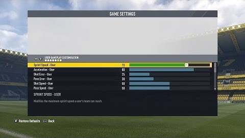 FIFA 17 SLIDERS  - User Gameplay Customisation