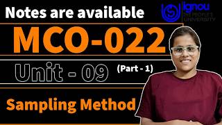 MCO-022[Unit-9] (Part-1)Sampling Method IGNOU In Hindi. Probability, Non-Probability Sampling Method