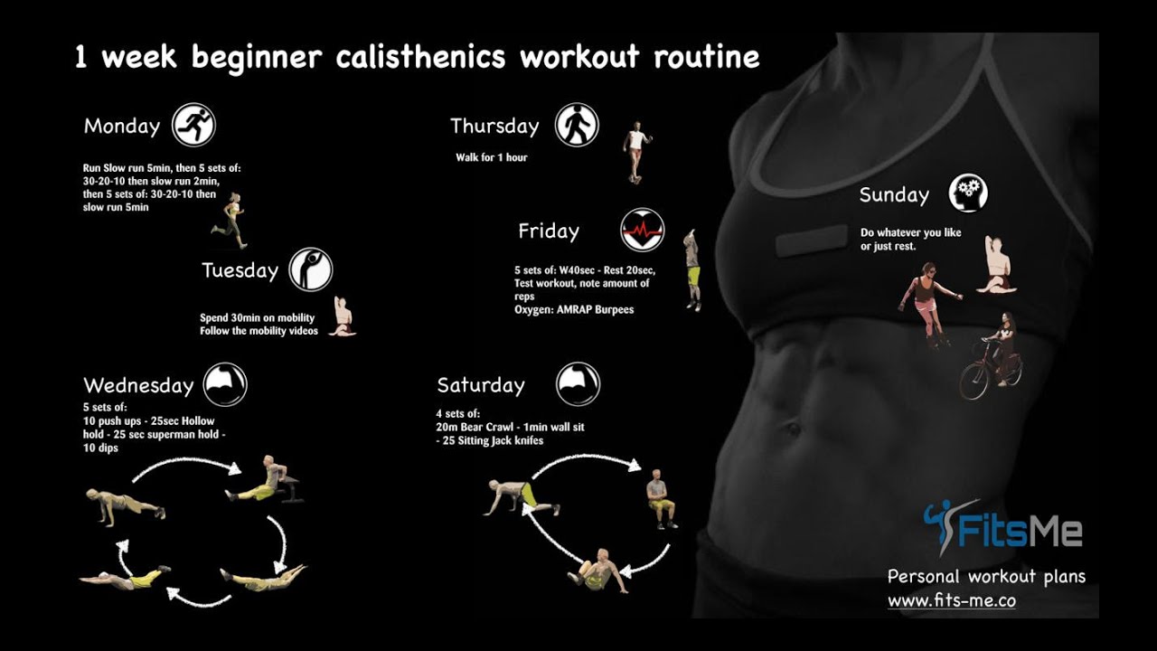 Calisthenics Workout Routine Beginner 1 Week Youtube