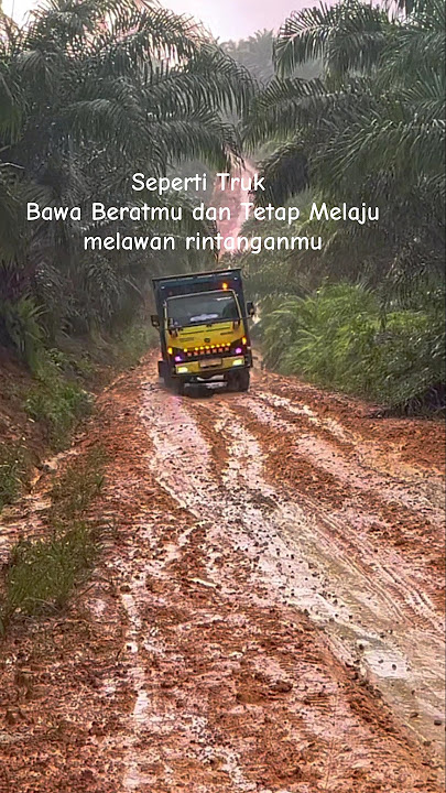 mobil truck melewati jalan licin saat hujan#automobile #viralvideo#fyp#trucksawit #mobiloleng#licin