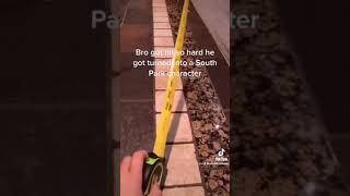 Bro got hit so hard he turned into a South Park character