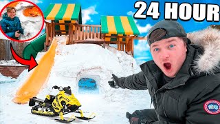 24 Hour Overnight MASSIVE Snow Fort Survival Challenge! (20)