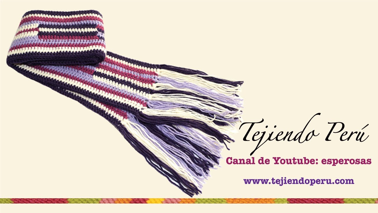 Bufanda tejida a crochet en forma horizontal