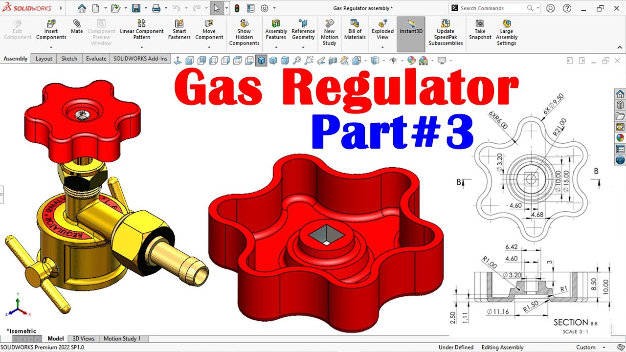 Design of gas regulator part#3 | Solidworks tutorial hindi - YouTube