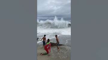 Rogue Wave Washed Them Away! #tsunami #wave #shorts