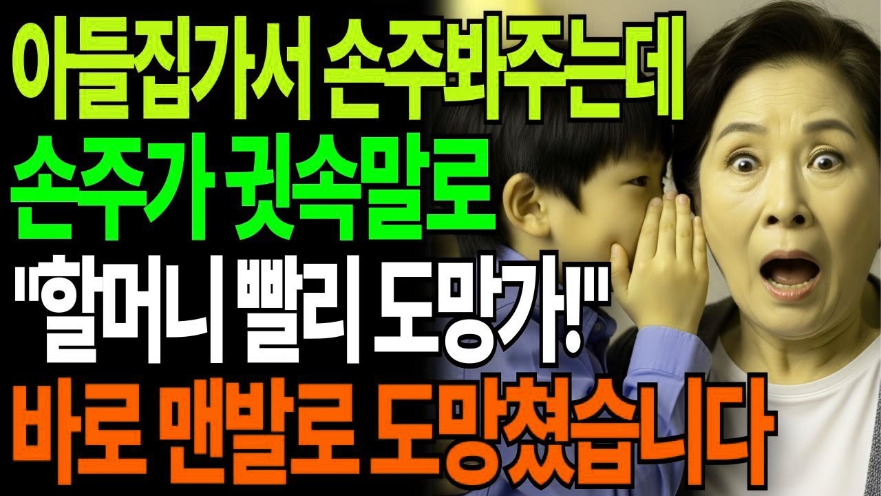 아들집가서 손주 봐주는데 손주가 귓속말로  할머니 빨리 도망가! 맨발로 도망쳤습니다   고부갈등 고부사연 감동사연 노후사연 시니어사연 아들며느리 어머니 고부이야기