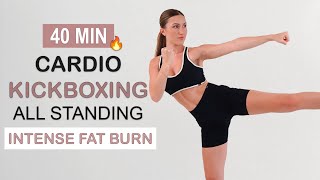 Do This To Burn Fat Fast | 40 Min All Standing Cardio Kickboxing Hiit | No Repeat, Super Sweaty