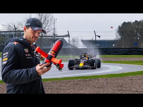 FPV drone following the RB20 with Max Verstappen for a full lap at Silverstone