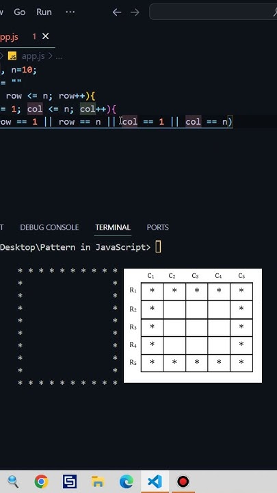 Square Outline Shape Star Pattern in JavaScript - YouTube